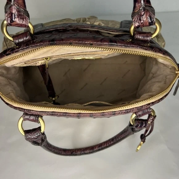 Rare Brahmin Louise Rose Satchel and Wallet Set Snake Croc Embossed Leather - Picture 11 of 15